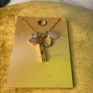 Anthropologie November Birthday Charm Necklace-Gold and Pink Charm Necklace